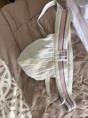 Men's White Ribbed Athletic Jock Brief - White